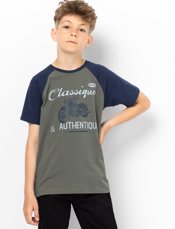 T-shirt imprimé à manches raglan pour ado garçon