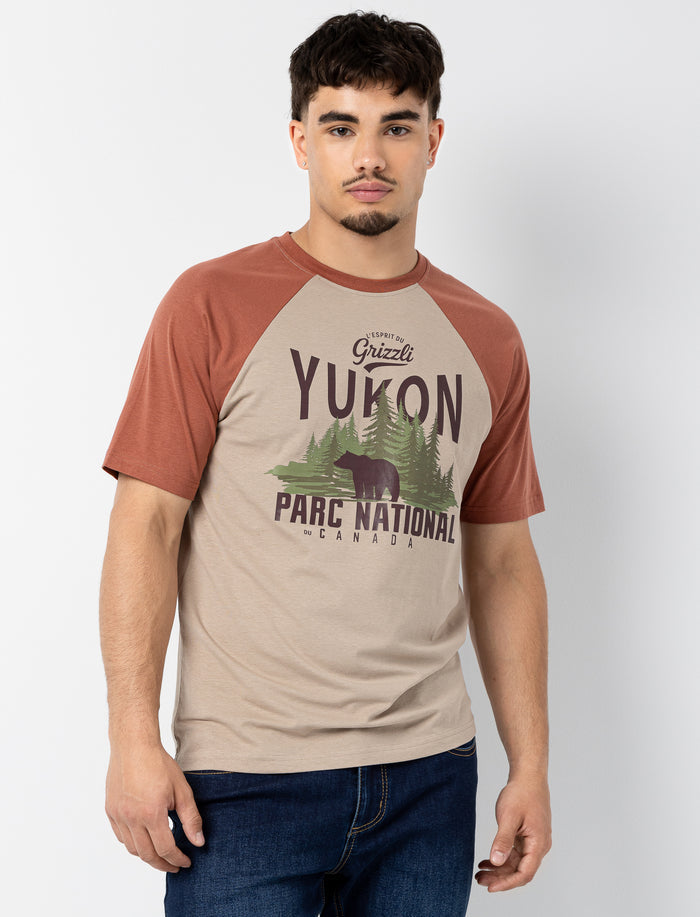 T-shirt imprimé à manches raglan pour homme