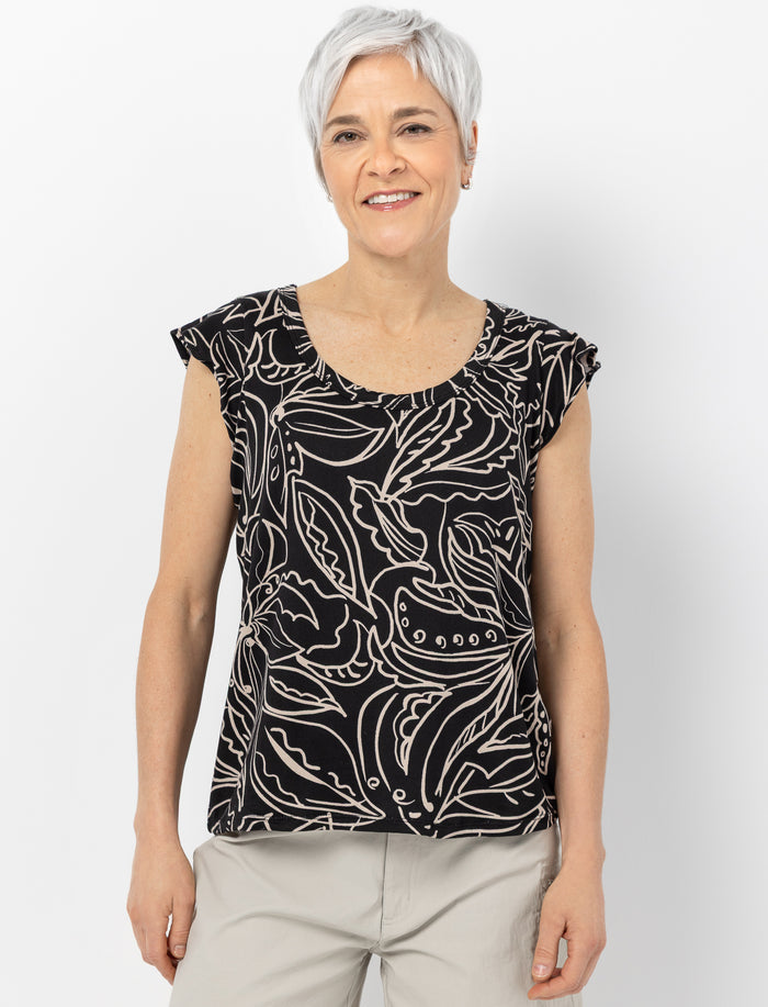 T-shirt imprimé à manches volantes