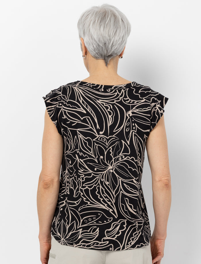 T-shirt imprimé à manches volantes