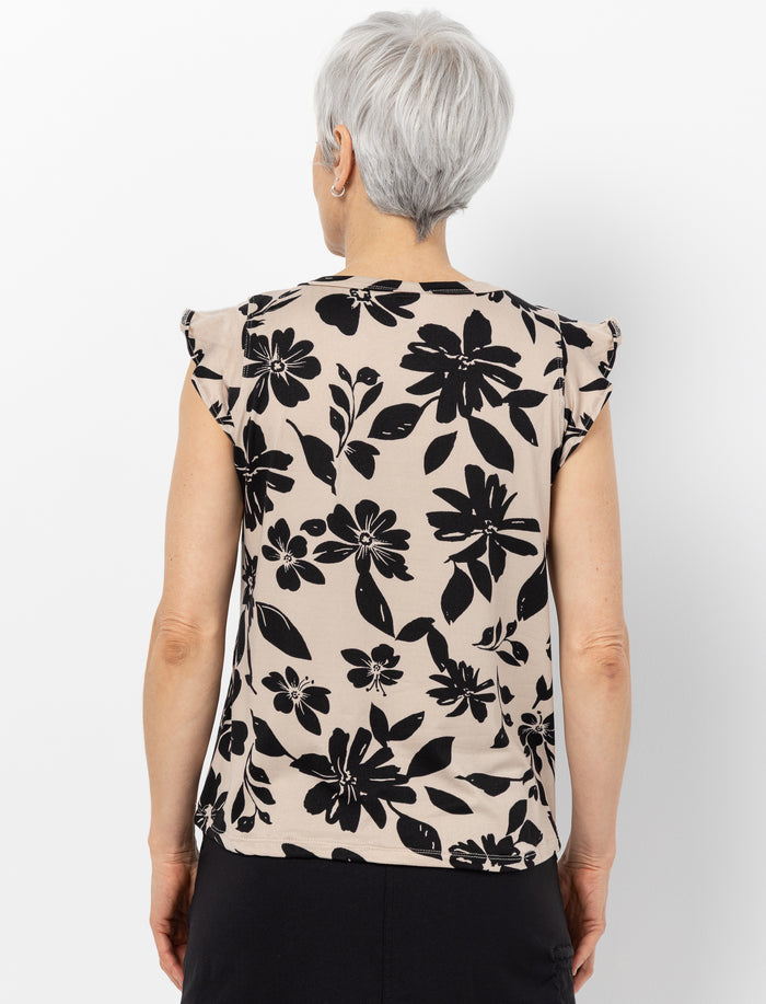 T-shirt imprimé à manches volantes