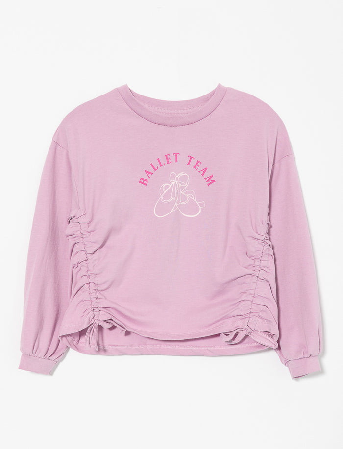 T-shirt imprimé avec détails froncés - petite fille