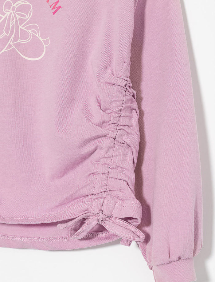 T-shirt imprimé avec détails froncés - petite fille