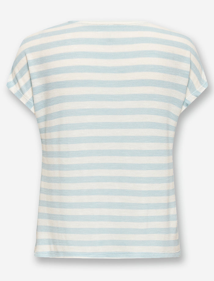 T-shirt rayé à col en V