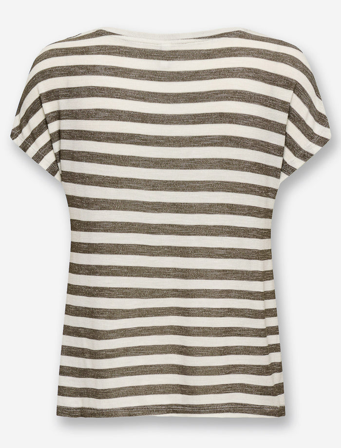 T-shirt rayé à col en V