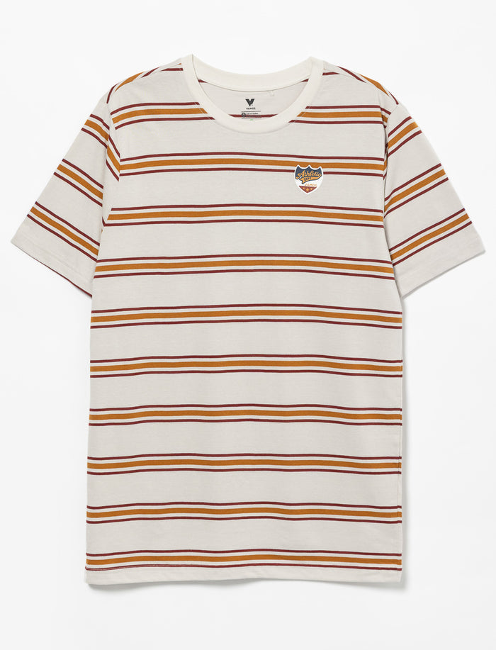 T-shirt rayé à écusson imprimé