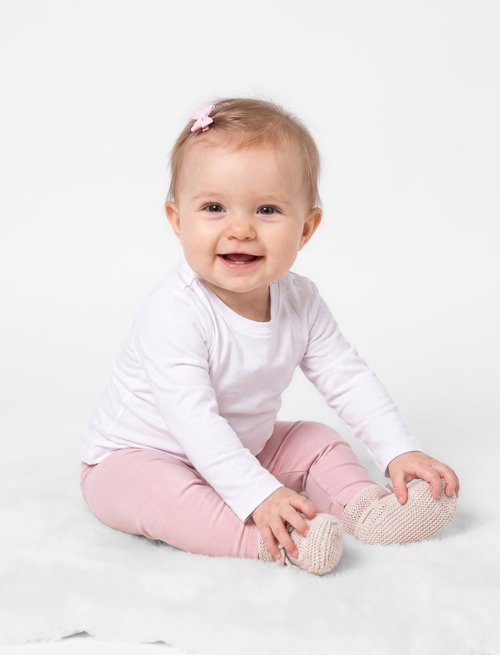 T-shirt uni à manches longues pour bébé fille