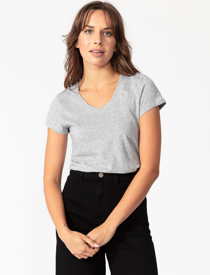 T-shirt uni col en V