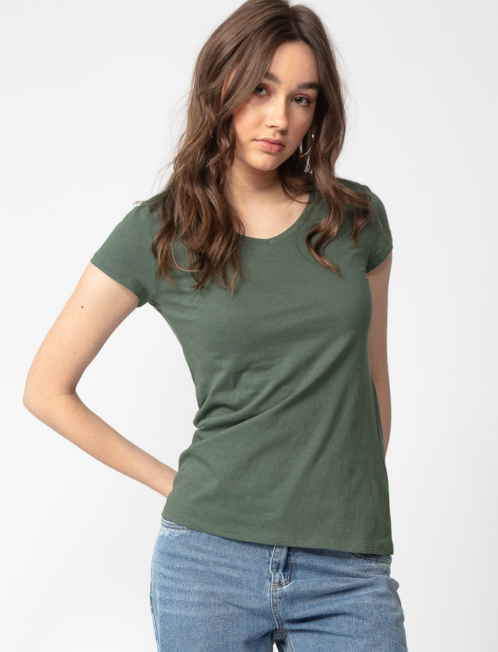 T-shirt uni col en V