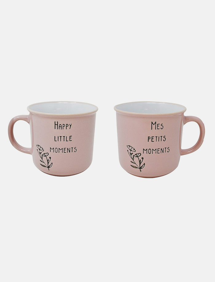 Tasse en grès bilingue