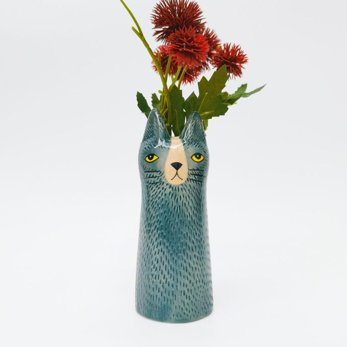 Urban Products Teal Blue Cat Vase (15.5cm) | Koop.co.nz
