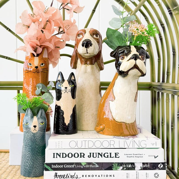 Urban Products Teal Blue Cat Vase (15.5cm) | Koop.co.nz