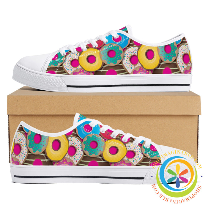 The Donut Lovers Ladies Low Top Canvas Shoes