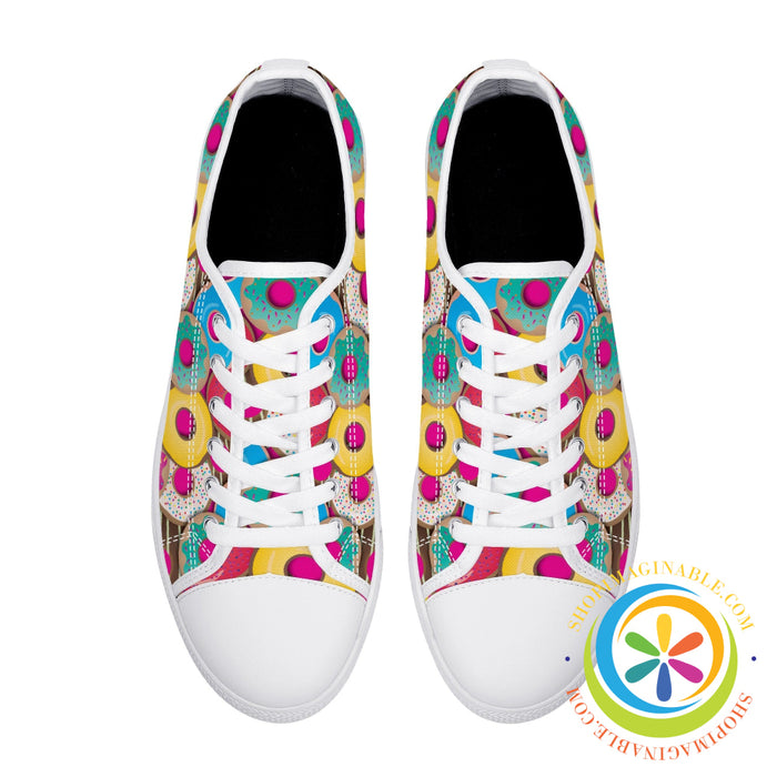 The Donut Lovers Ladies Low Top Canvas Shoes