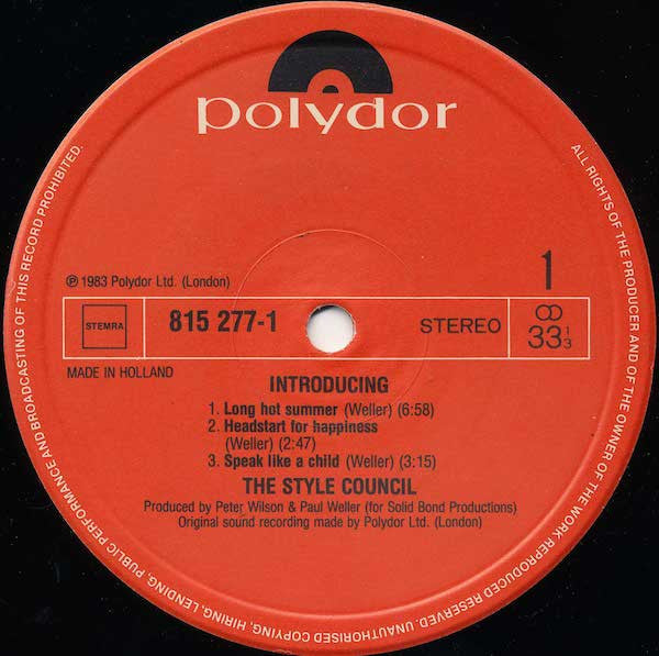The Style Council - Introducing The Style Council (LP) [Netherlands] 1st (Near Mint (NM or M-))