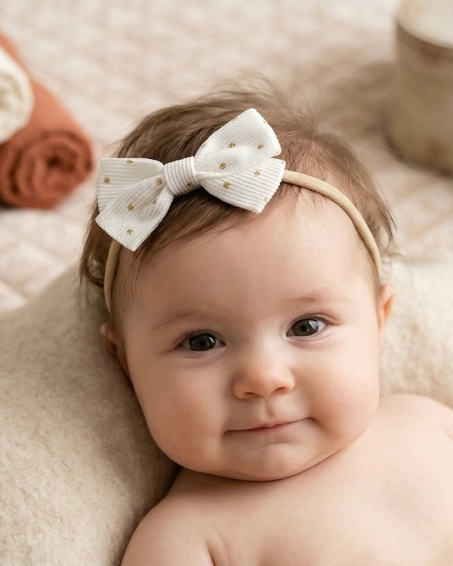 Tini Headband Golden Dots | White