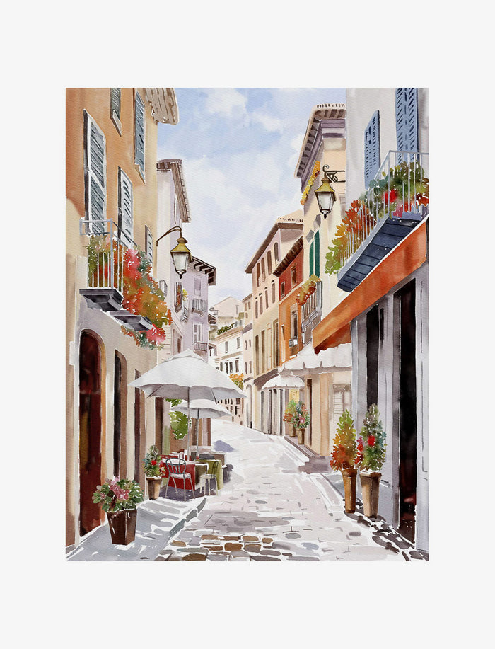 Toile imprimée village