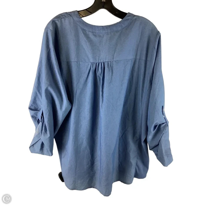 Top 3/4 Sleeve By Ny Collection In Blue Denim, Size: 1x