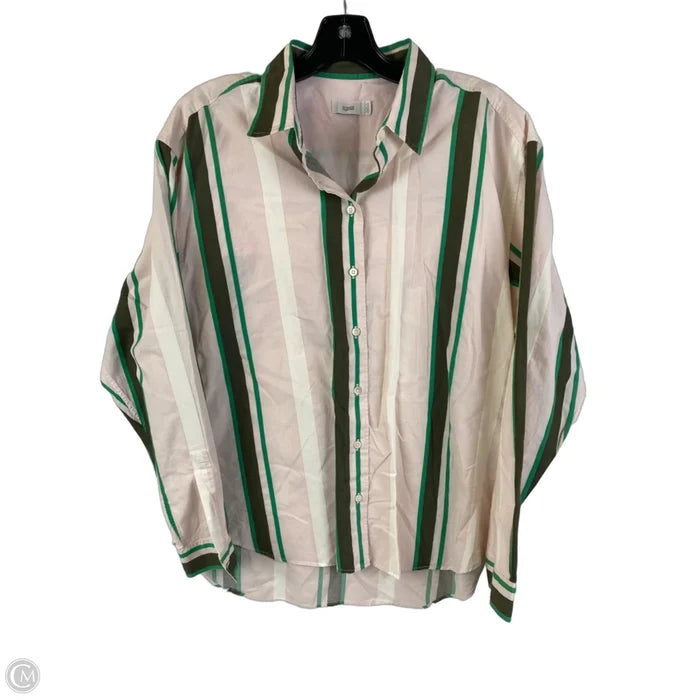 Top Long Sleeve By Closed In Striped Pattern, Size: L