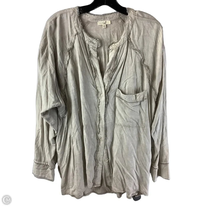 Top Long Sleeve By Easel In Taupe, Size: M
