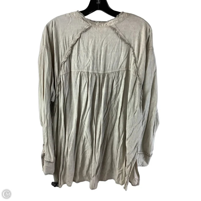 Top Long Sleeve By Easel In Taupe, Size: M
