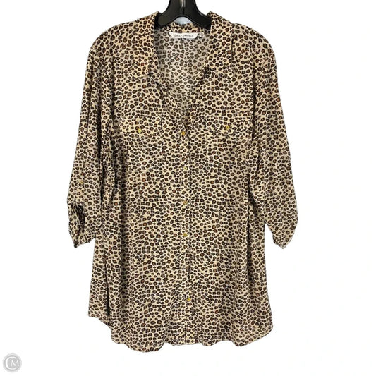 Top Long Sleeve By Emily Daniels In Animal Print, Size: 1x
