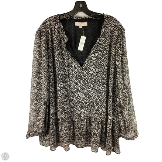 Top Long Sleeve By Loft In Black & White, Size: 3x