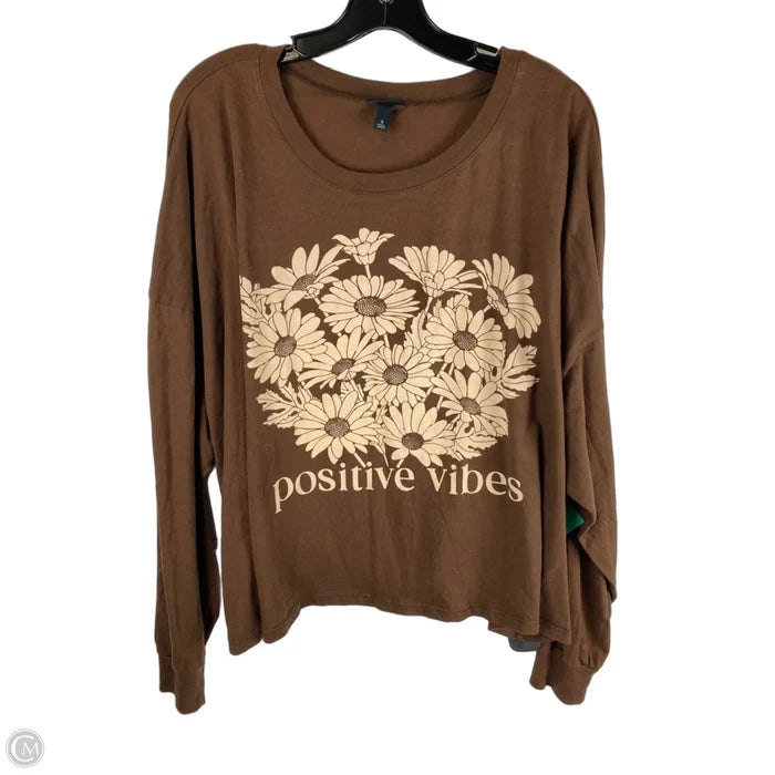 Top Long Sleeve By Torrid In Brown, Size: 3x
