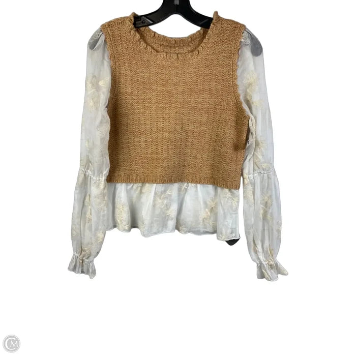 Top Short Sleeve By Anthropologie In Beige, Size: Xs