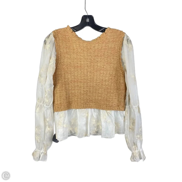 Top Short Sleeve By Anthropologie In Beige, Size: Xs