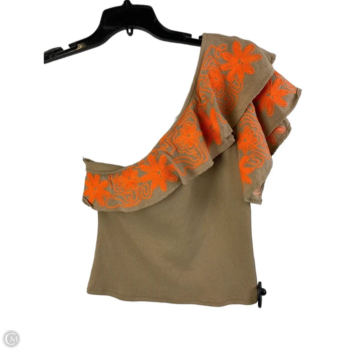 Top Short Sleeve By Dolan Left Coast In Orange & Tan, Size: S