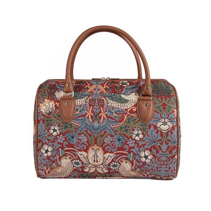 TRAV-STRD | WILLIAM MORRIS STRAWBERRY THIEF RED TRAVEL BAG WEEKEND GYM HOLDALL - www.signareusa.com
