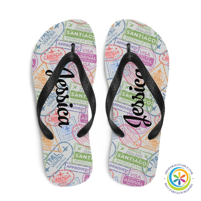 Traveler's Passport Personalized Flip-Flops-ShopImaginable.com