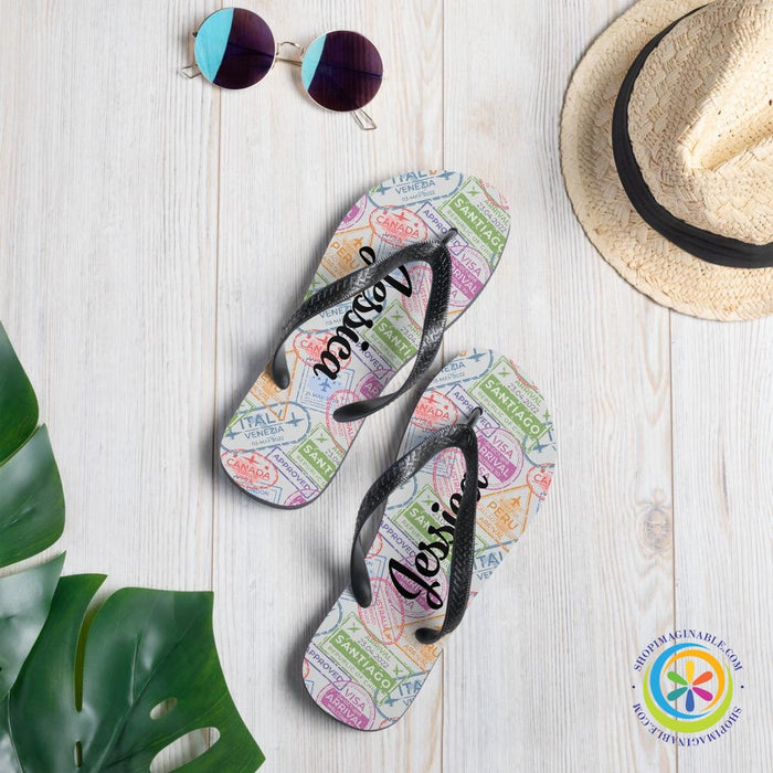 Traveler's Passport Personalized Flip-Flops-ShopImaginable.com