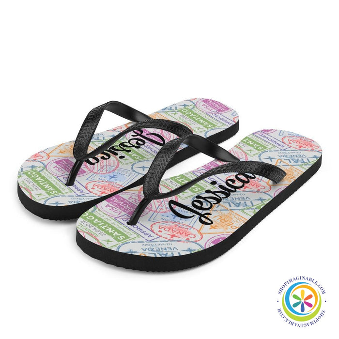 Traveler's Passport Personalized Flip-Flops-ShopImaginable.com