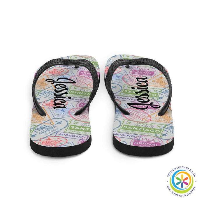Traveler's Passport Personalized Flip-Flops-ShopImaginable.com