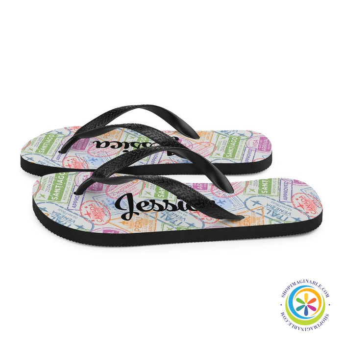 Traveler's Passport Personalized Flip-Flops-ShopImaginable.com