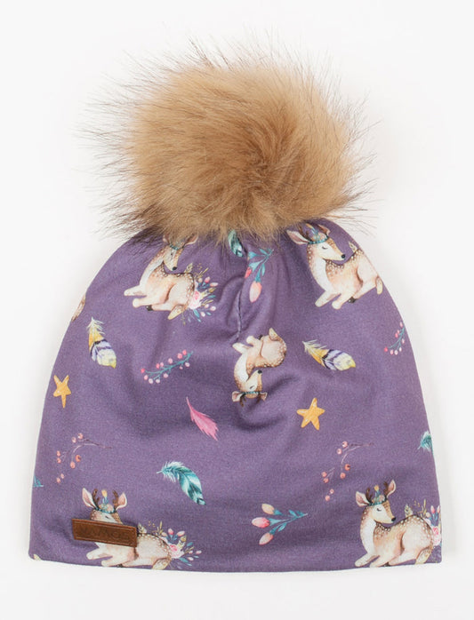 Tuque à pompon avec motifs - enfant
