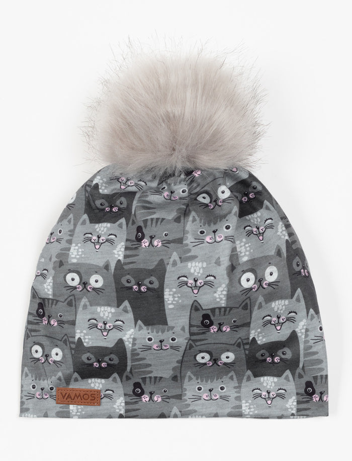 Tuque à pompon avec motifs - enfant