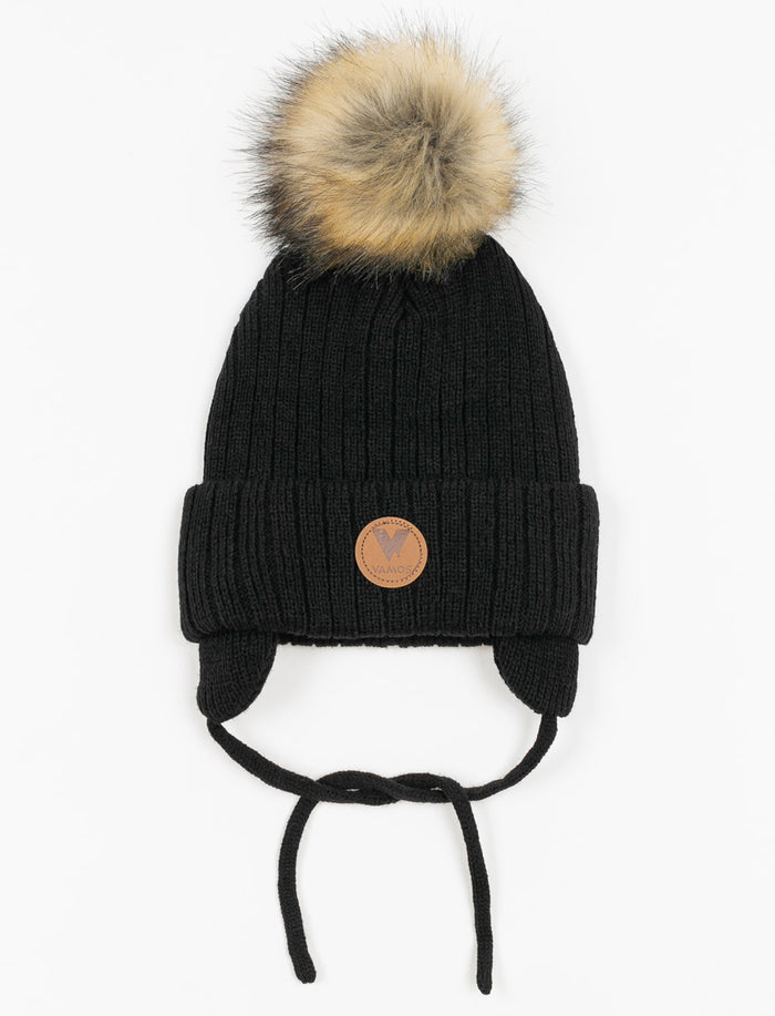 Tuque à pompon et oreilles - enfant
