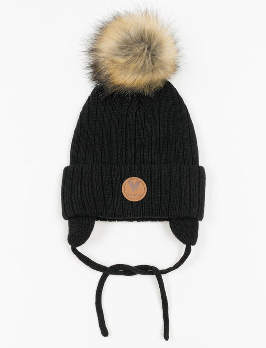 Tuque à pompon et oreilles - enfant