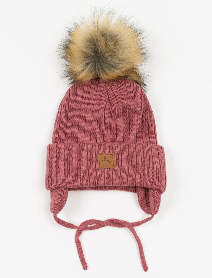 Tuque à pompon et oreilles - enfant