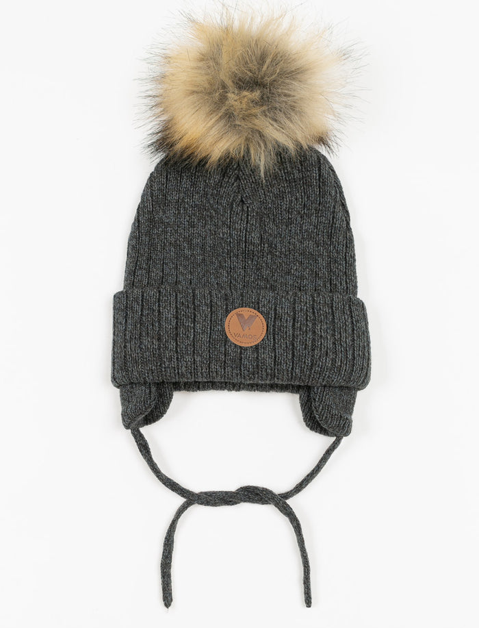 Tuque à pompon et oreilles - enfant