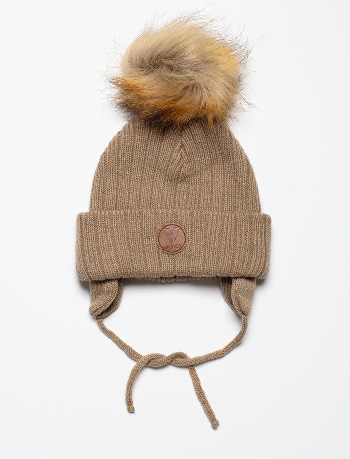 Tuque à pompon et oreilles - enfant