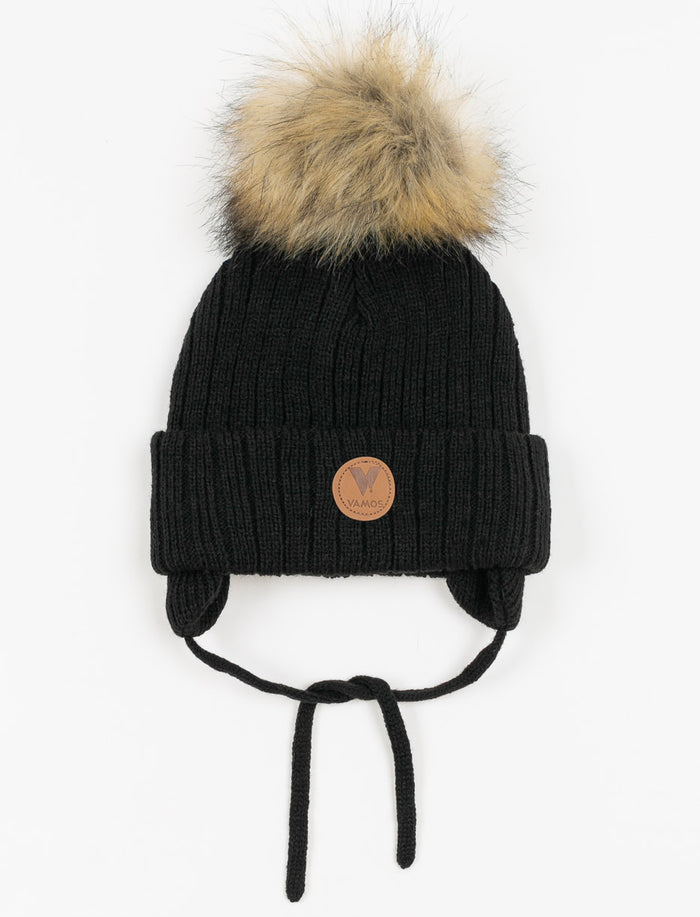 Tuque à revers et pompon - bébé