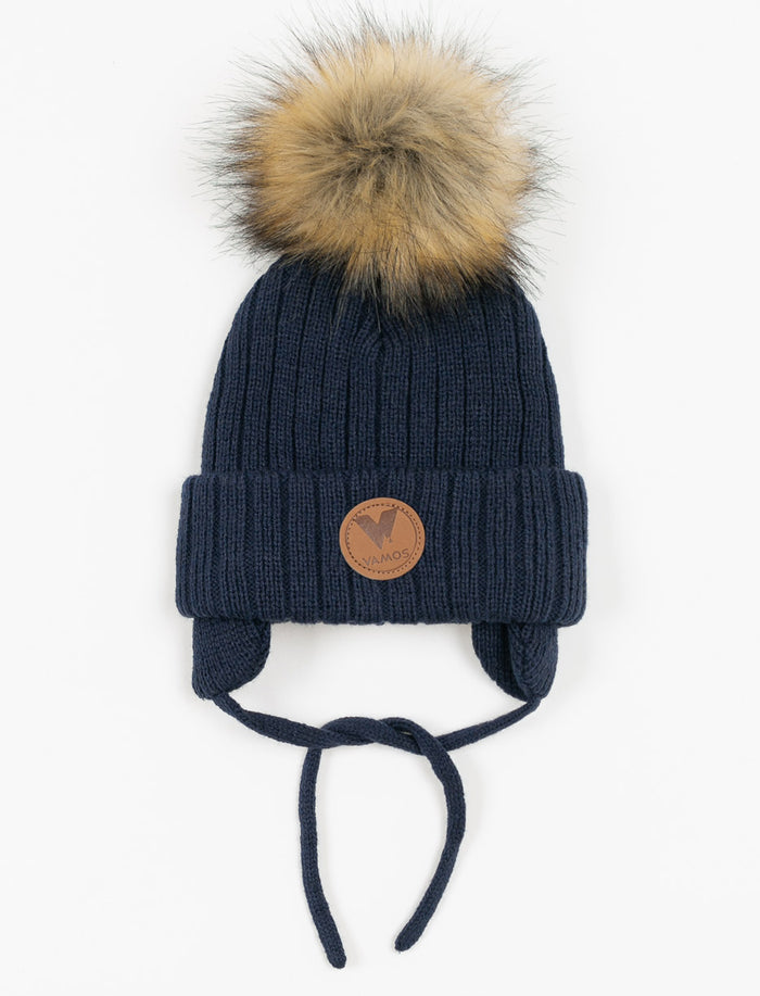 Tuque à revers et pompon - bébé
