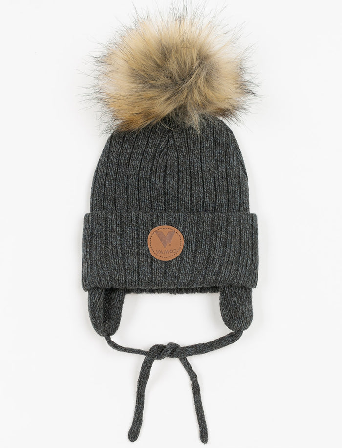Tuque à revers et pompon - bébé