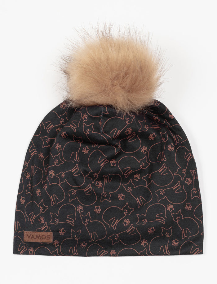 Tuque fleurie à pompon - ado