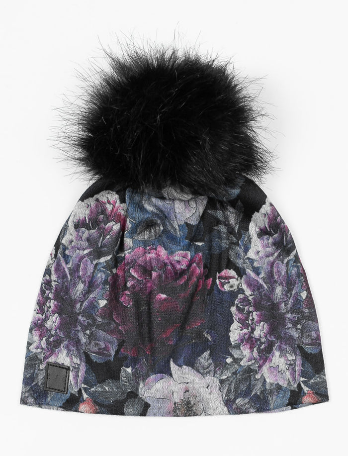 Tuque fleurie à pompon - bébé