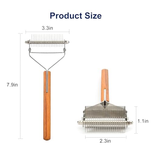 Undercoat Rake Grooming Tool with Wooden Handle for Dogs & Cats Dog Combs Pet Clever